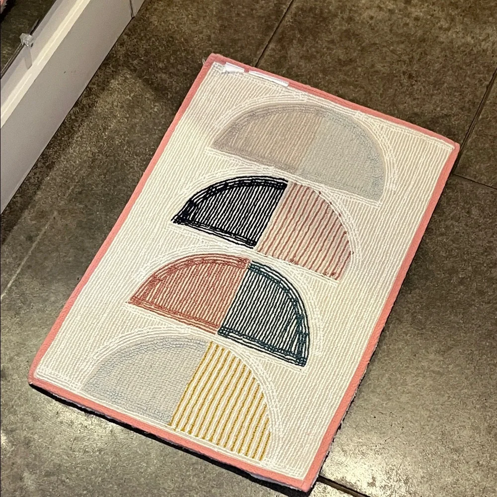 West Elm Cream and Multi-Color Geometric Door Mat 17x25 - Picture 10 of 15